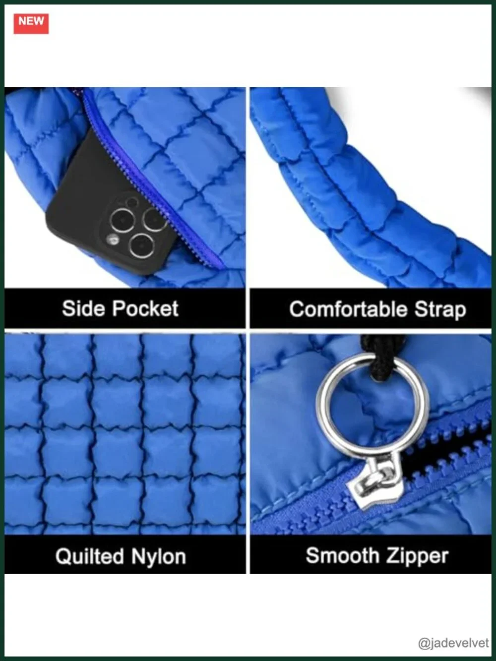 Large Quilted Puffer Tote Bag with Crossbody Strap and Makeup Bag